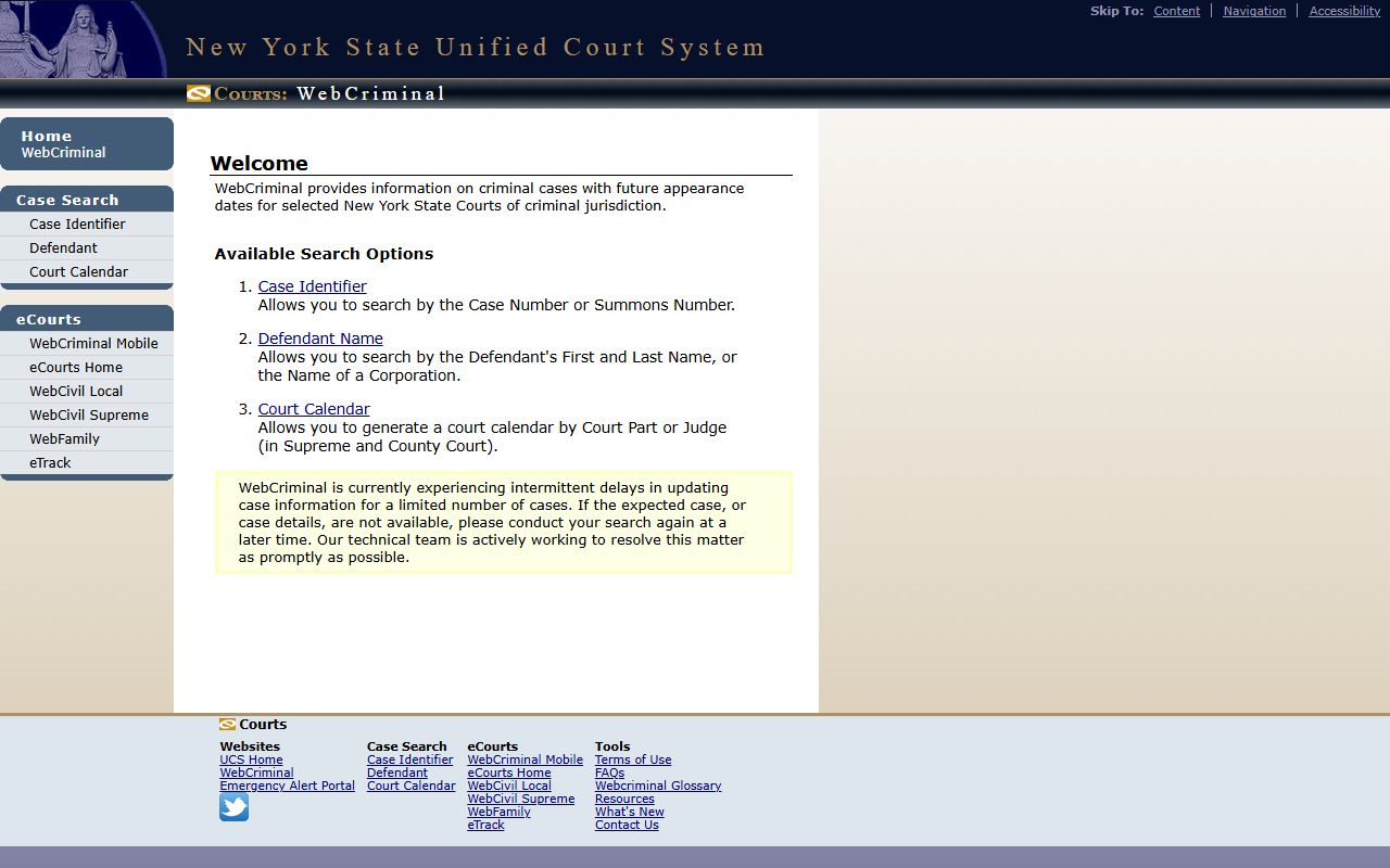 Queens County court records after arrest WebCriminal search portal