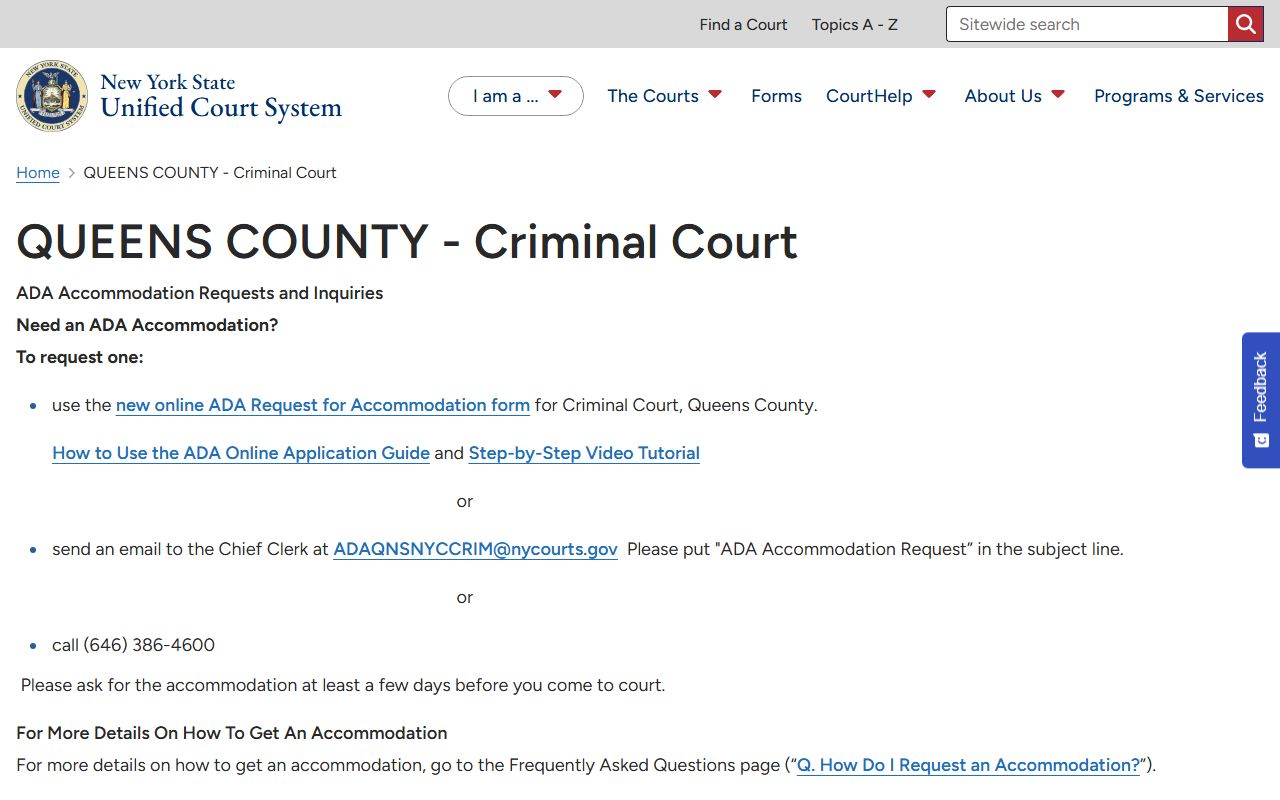 Queens County Criminal Court records after jail arrest information